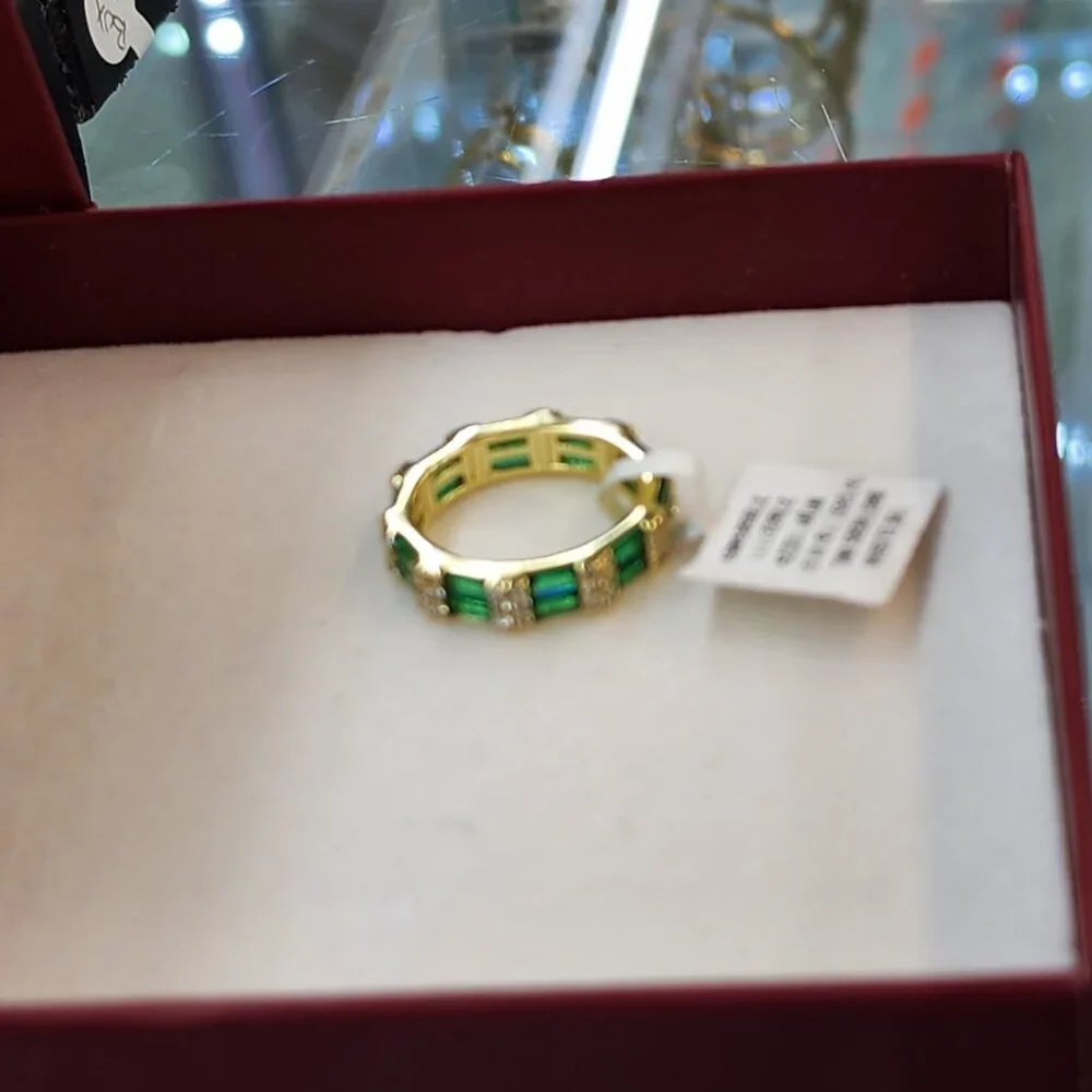 Baguette Style Double Eternity Ring in Sterling Silver 925 Elegant Stacking Band - Picture 4 of 6